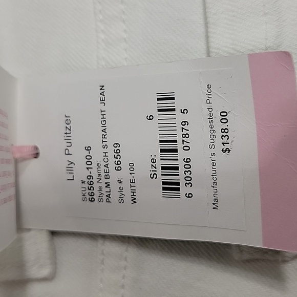 NEW with Tags Lilly Pulitzer White 'Palm Beach Straight Fit' Jeans, Size 6 - Picture 8 of 8